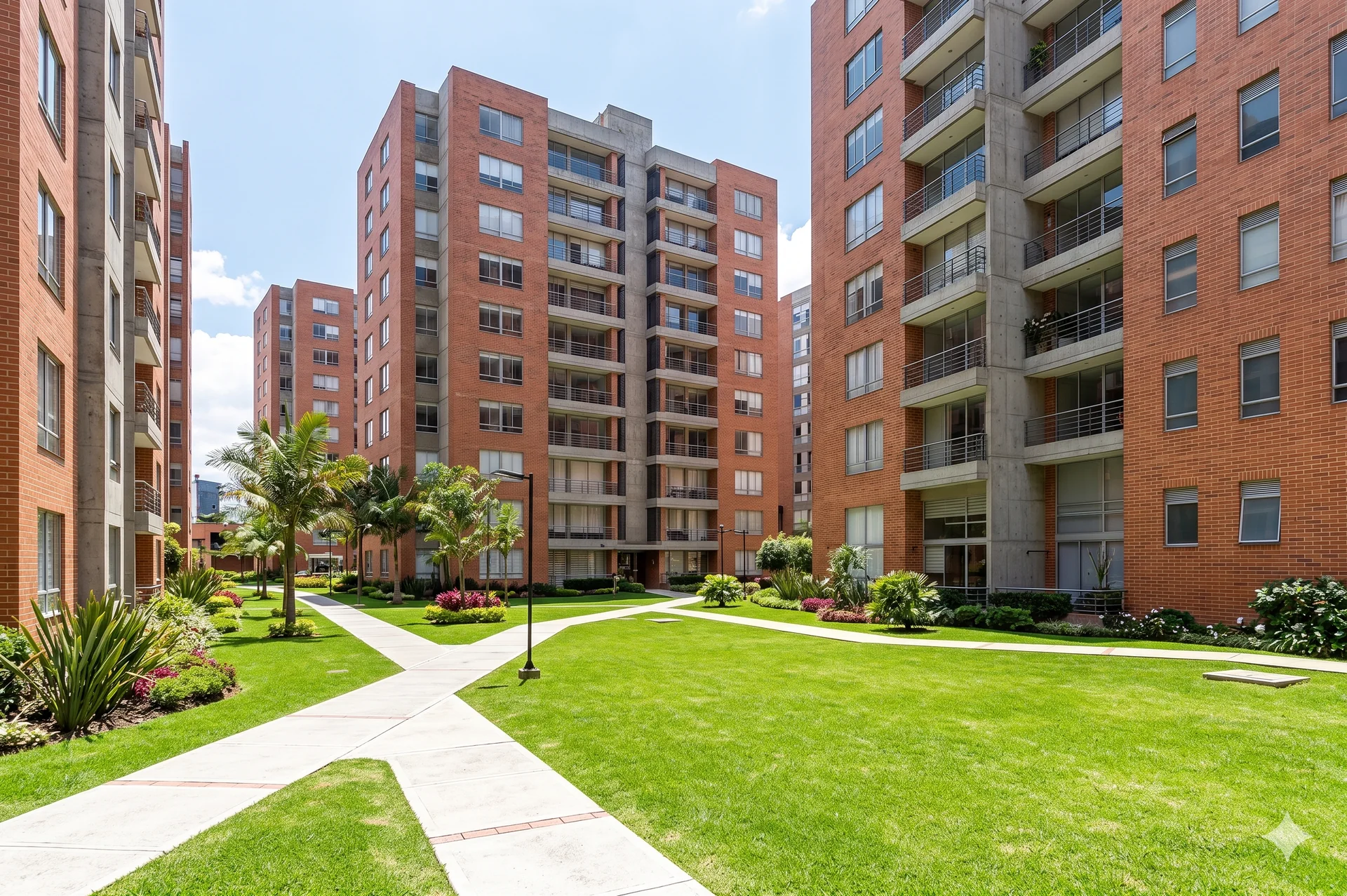 Área común de conjunto residencial después de la intervención